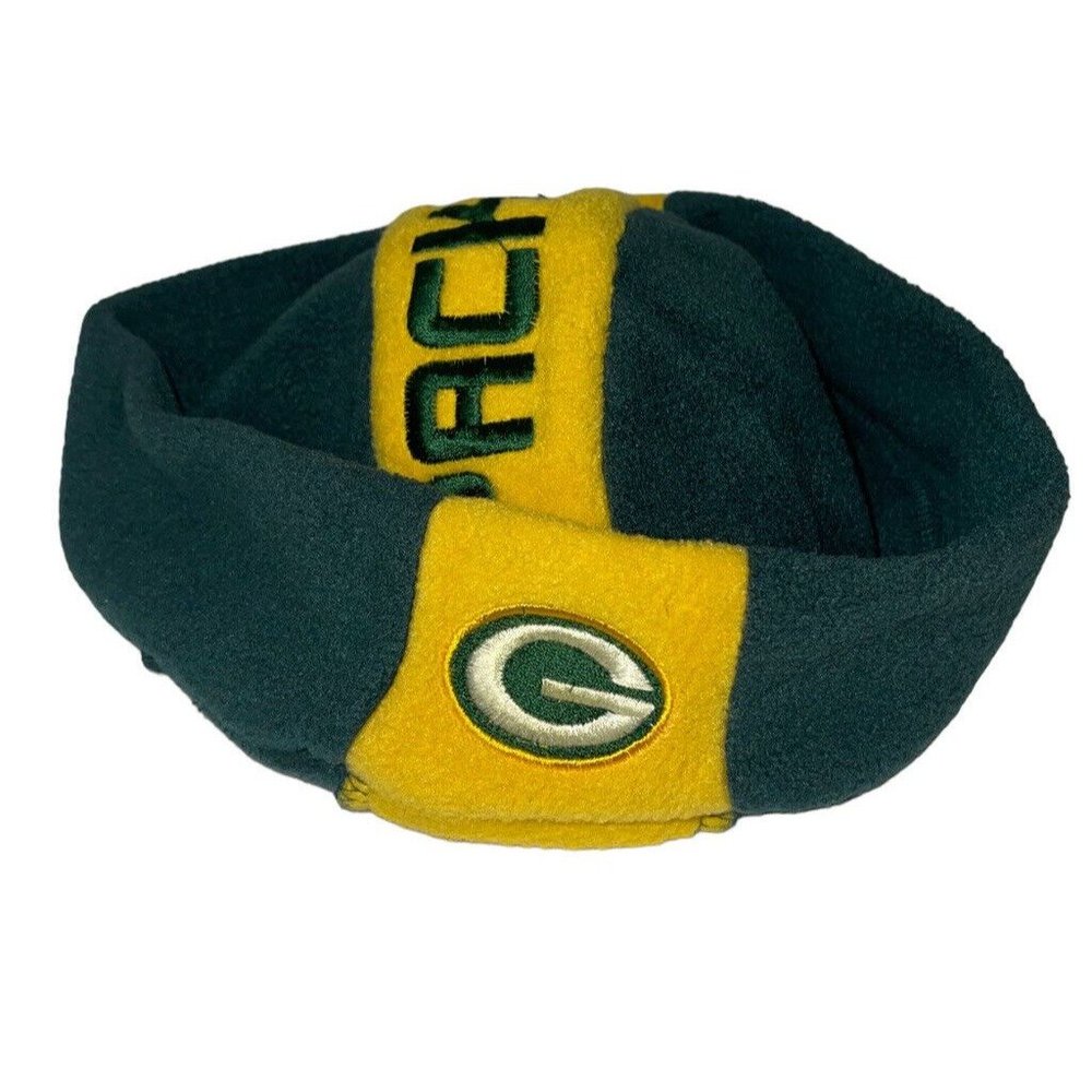 Vtg Drew Pearson Green Bay Packets Fleece Hat Green Yellow One Size Fits Most